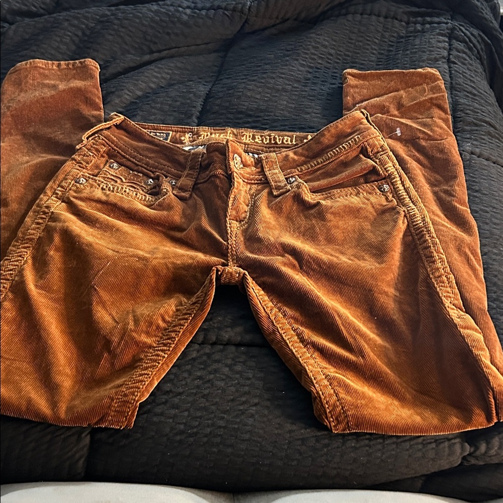 Rock Revival Women's Corduroy Jeans in Rich Orange golden color